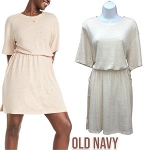 OLD NAVY Linen Blend Waist-Defined Heather Oatmeal Mini Dress - Women’s Large